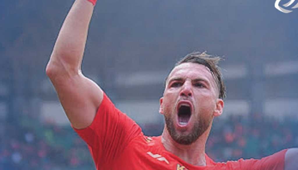 Marko Simic usai mencetak gol untuk Persija di Laga Melawan Persib - sumber foto X Liga1Match