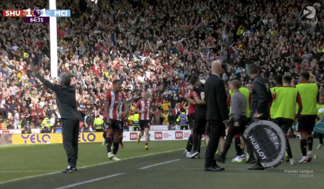 Para pemain Sheffield rayakan gol ke gawang Manchester City Prediksi Liga Inggris : The Blades vs The Toffees, Pertarungan Dua Tim, Tiga Laga, Tanpa Poin