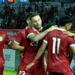 Para pemain Timnas Indonesia lakukan selebrasi usai gol Dendy di laga kontra Turkmenistan