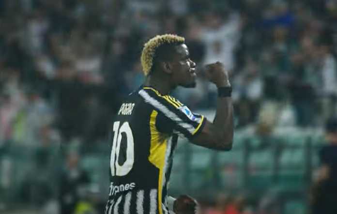 Paul Pogba usai mencetak gol untuk Juventus