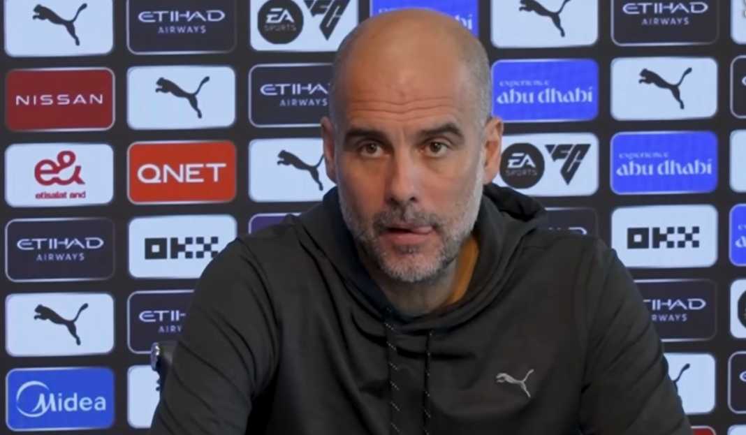 Pep Guardiola di konferensi pers Manchester City Strategi Pep Guardiola untuk Menang dan Melindungi Pemain Manchester City di Piala Liga