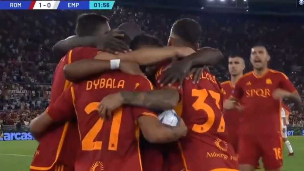Perayaan gol Roma kontra Empoli Roma Cuma Ranking 12, Tapi Produktifitas Gol Kedua Terbesar di Serie A
