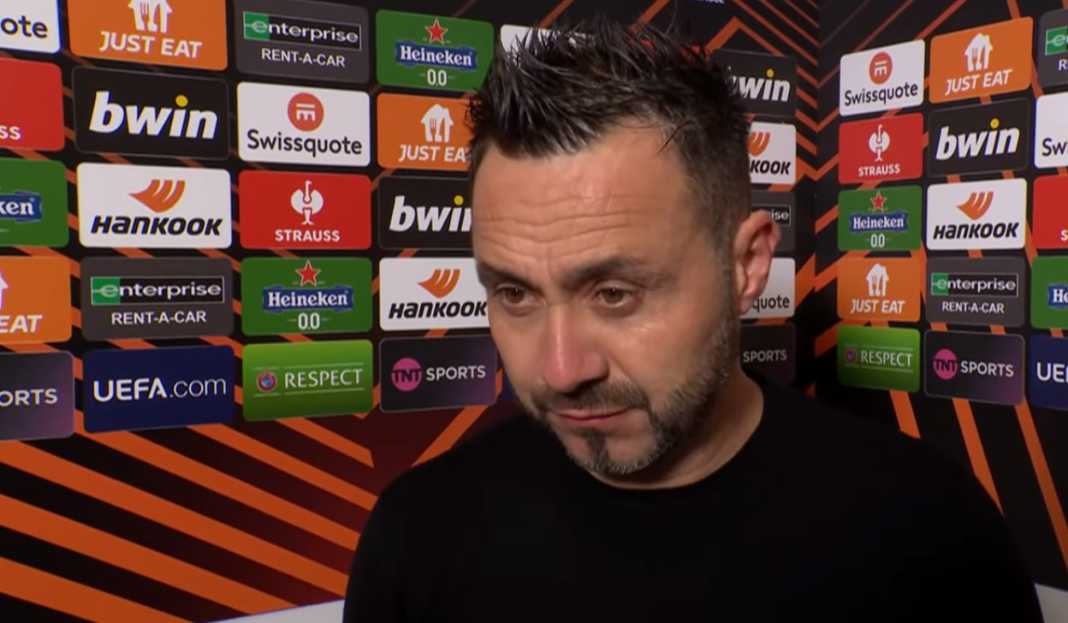 Roberto de Zerbi dalam wawancara usai pertandingan Roberto de Zerbi Puji Penampilan Brighton Meski Gagal di Debut Kompetisi Eropa