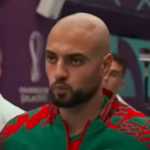 Sofyan Amrabat saat akan masuk lapangan di laga Maroko vs Spanyol