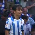 Tekfusa Kubo usai mencetak gol untuk Sociedad di laga vs Granada