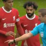 Virgil van Dijk sesaat setelah dikartu merah di laga Newcastle vs Liverpool