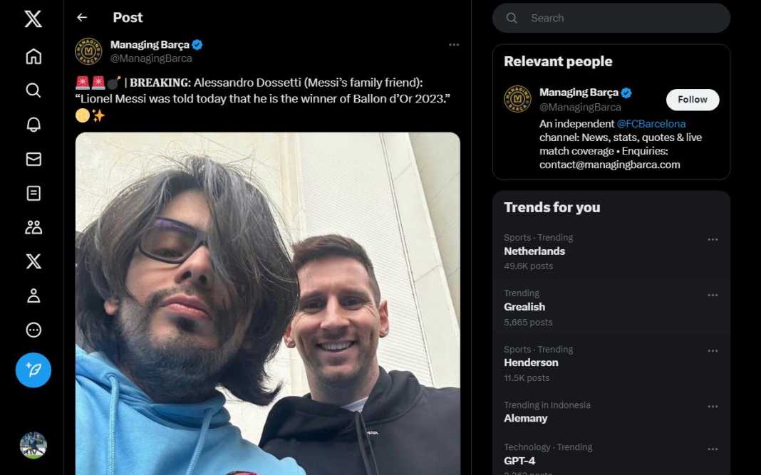 Alessandro Dossetti dan Lionel Messi Keluarga Bilang, Lionel Messi Menangkan Ballon d'Or 2023!