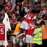 Arsenal vs Manchester CIty, pemain Arsenal merayakan kemenangan mereka atas Manchester City