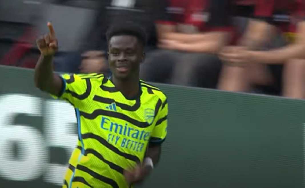 Bukayo Saka usai mencetak gol untuk Arsenal ke gawang Bournemouth Bukayo Saka usai mencetak gol untuk Arsenal ke gawang Bournemouth