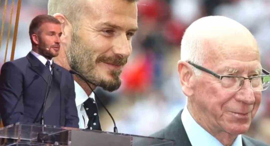 David Beckham saat mengenang sang legenda sepak bola Inggris Sir Bobby Charlton di malam gala Ballon dOr 2023