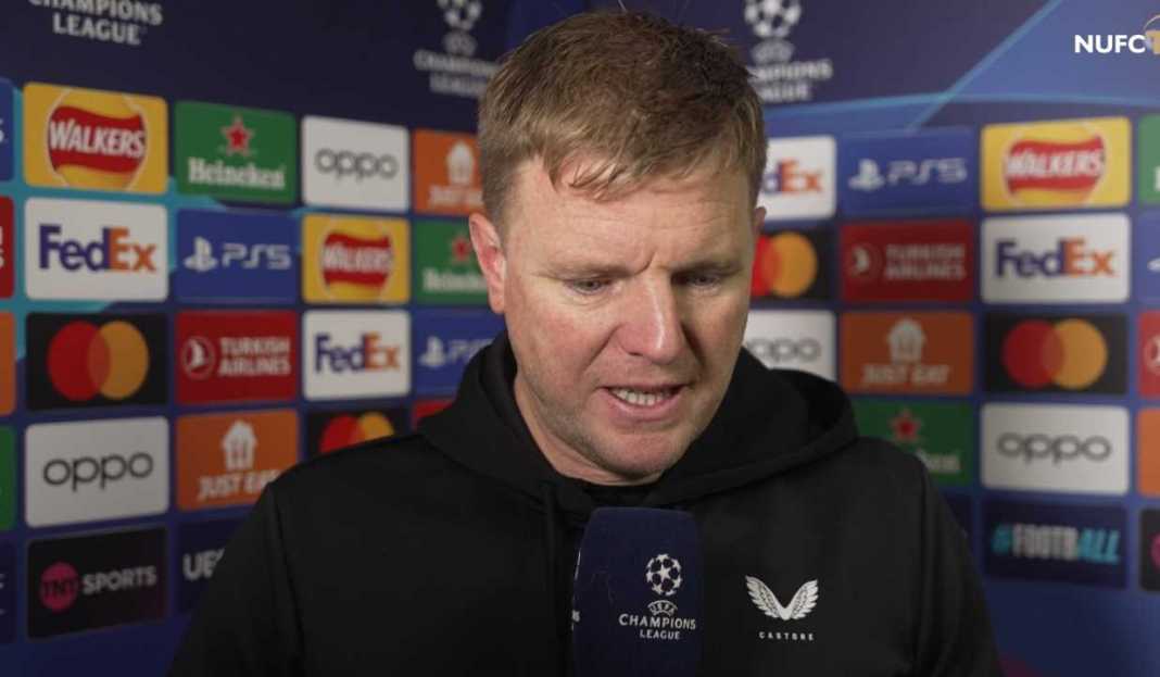 Eddie Howe dalam wwwancara usai pertandingan Eddie Howe Merasa Terpukul Usai Kekalahan Kandang Newcastle dari Borussia Dortmund