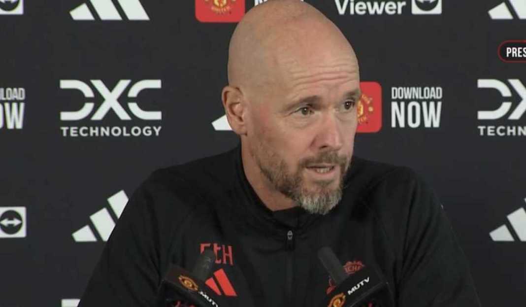 Erik ten Hag dalam konferensi pers Manchester United Erik ten Hag Bicarakan Investasi Jim Ratcliffe, Situasi Jadon Sancho, Hingga Kinerja Andre Onana