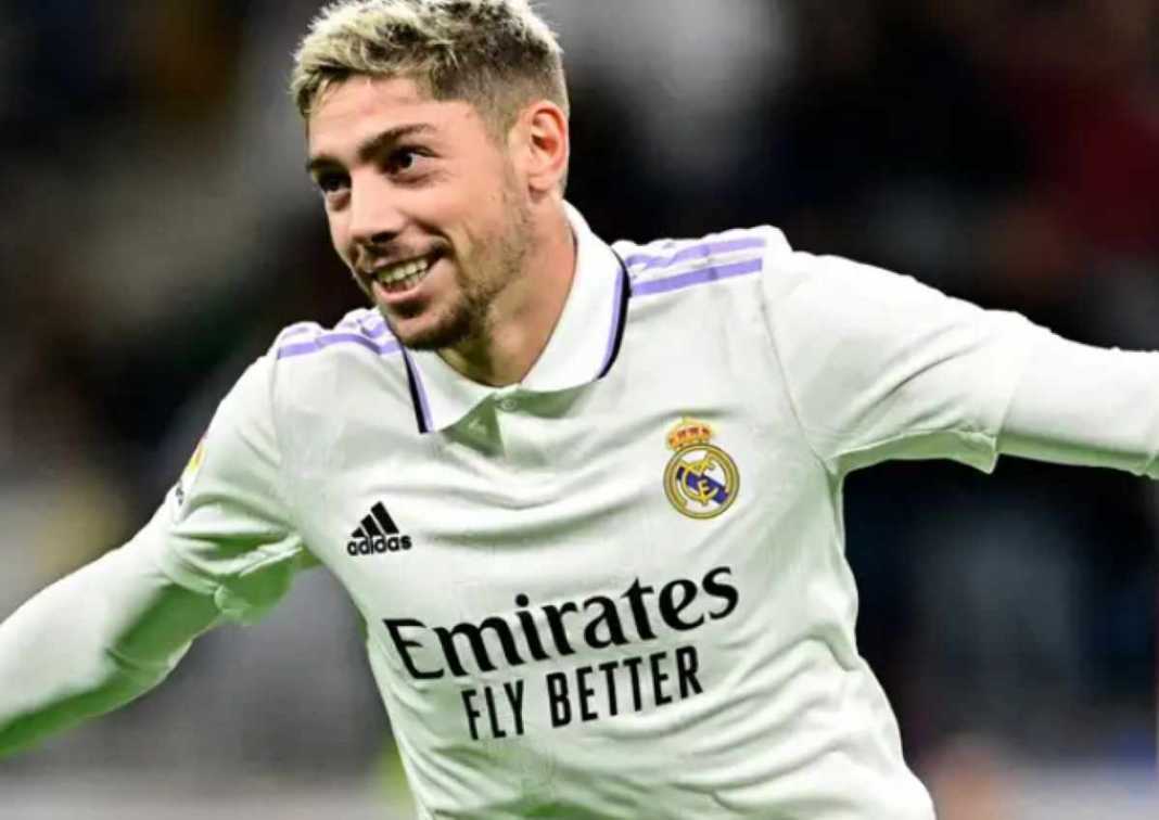 Federico Valverde usai mencetak gol untuk Real Madrid Federico Valverde usai mencetak gol untuk Real Madrid