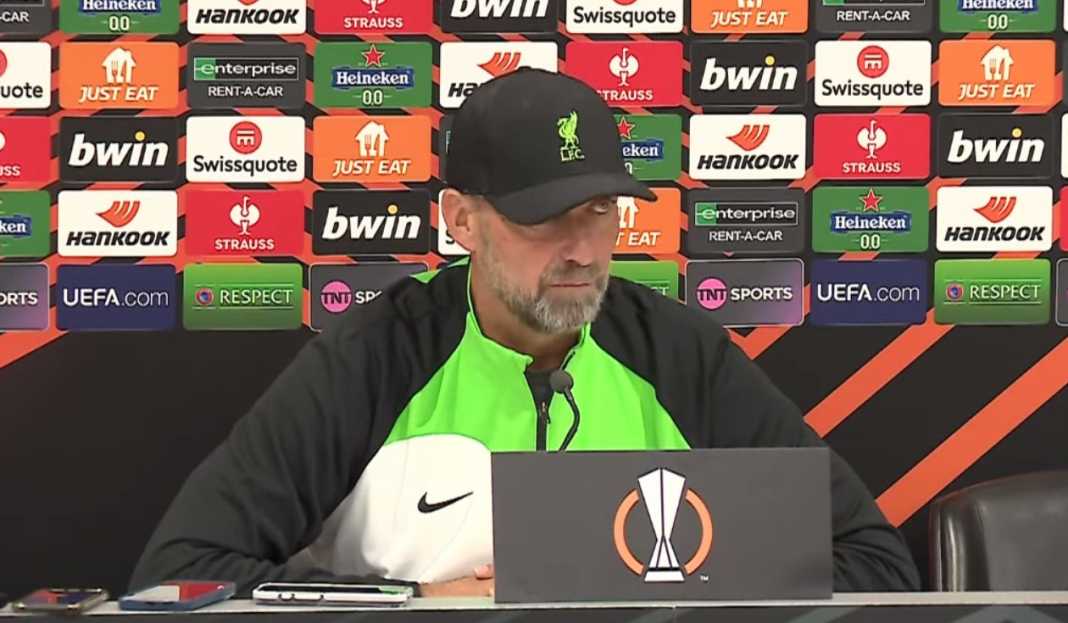 Jurgen Klopp dalam konferensi pers Jurgen Klopp Minta Laga Kontra Spurs Diulang dan Bicarakan Persiapan Hadapi Union Saint-Gilloise
