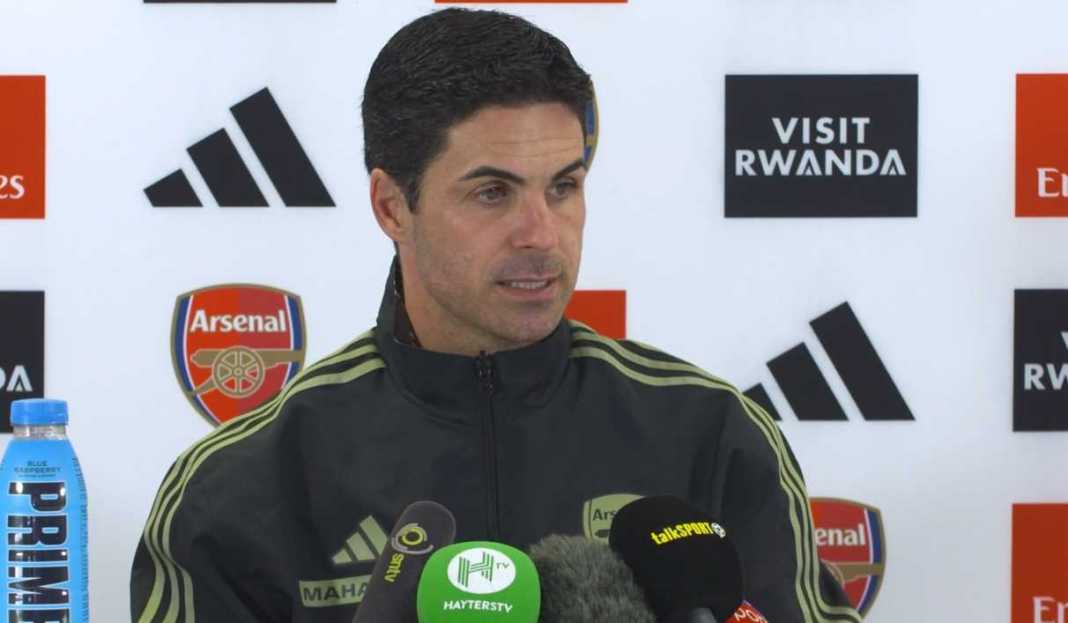 Mikel Arteta di konferensi pers Arsenal Mikel Arteta Beri Kabar Buruk Soal Kondisi Kebugaran Thomas Partey dan Gabriel Jesus