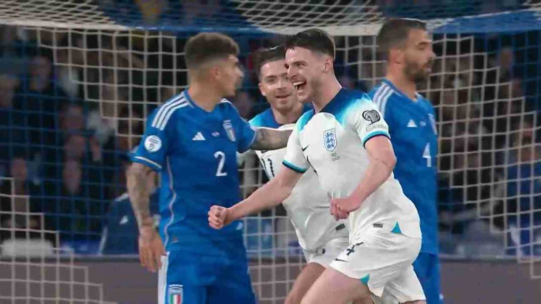 Perayaan gol Declan Rice kontra Italia Penjelasan Mengapa 1 Poin Cukup Bagi Inggris Untuk Lolos ke Euro 2024