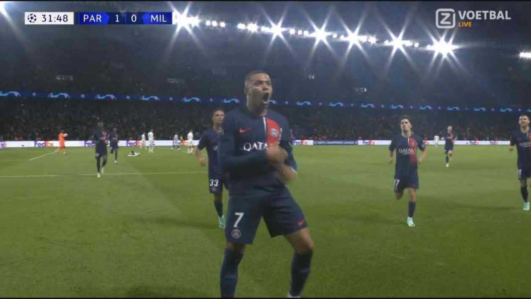 Perayaan gol Kylian Mbappe ke gawang Milan PSG Bangkit Dari Kekalahan Terakhir, Milan Menjadi Korban Kemarahan