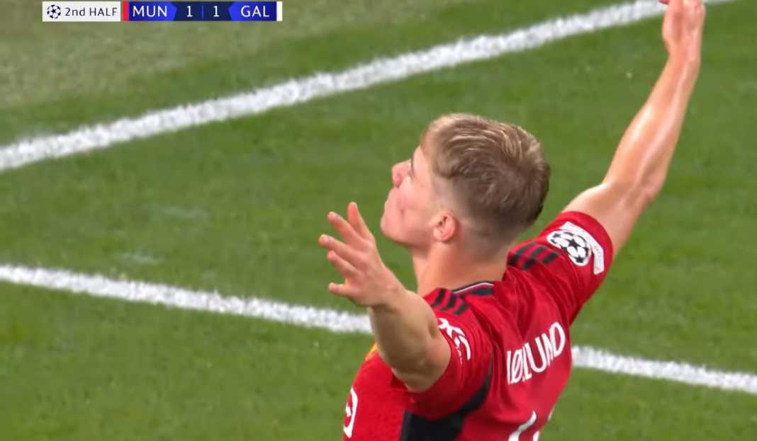 Rasmus Hojlund rayakan gol ke gawang Galatasaray Modal Rekor Pertemuan Bagus, Manchester United Harap Hindari Tiga Kekalahan Beruntun