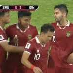 Timnas Indonesia di kandang Brunei usai terciptanya gol pertama yang dicetak Hokky