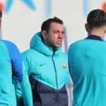 Xavi Hernandez dalam sebuah sesi latihan di Barcelona