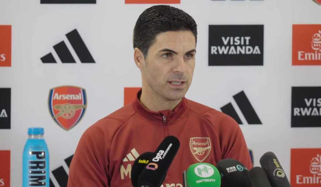 Mikel Arteta dalam konferensi pers Arsenal