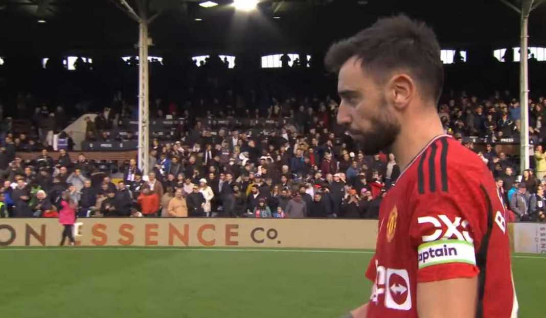 Bruno Fernandes di akhir laga kontra Fulham Rapor Pemain Manchester United vs The Cottagers, Bruno Pahlawan, Antony Masih Nggak Guna