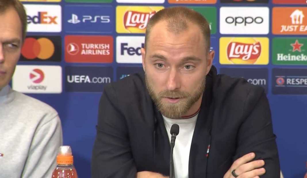 Christian Eriksen dalam konferensi pers Manchester United Kembali ke Stadion Parken, Christian Eriksen Ungkap Targetnya Bersama Manchester United