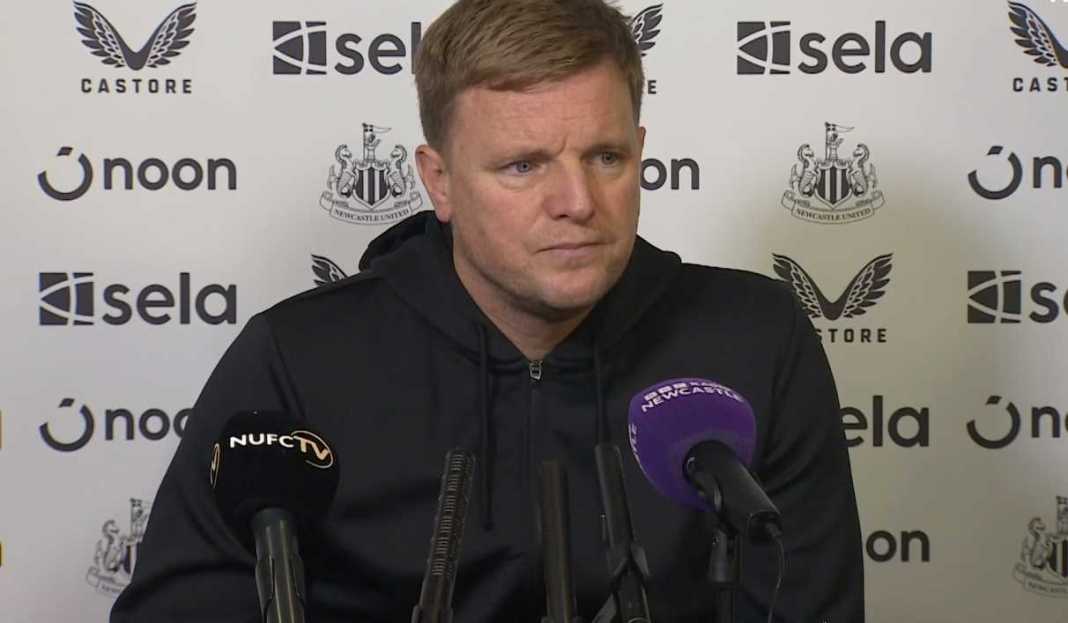 Eddie Howe dalam konferensi pers Newcastle Eddie Howe Anggap Pertandingan Melawan Arsenal Sebagai Ujian Besar Bagi Timnya
