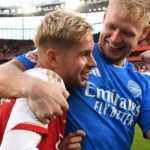 Emile Smith Rowe dan Aaron Ramsdale pemain Arsenal