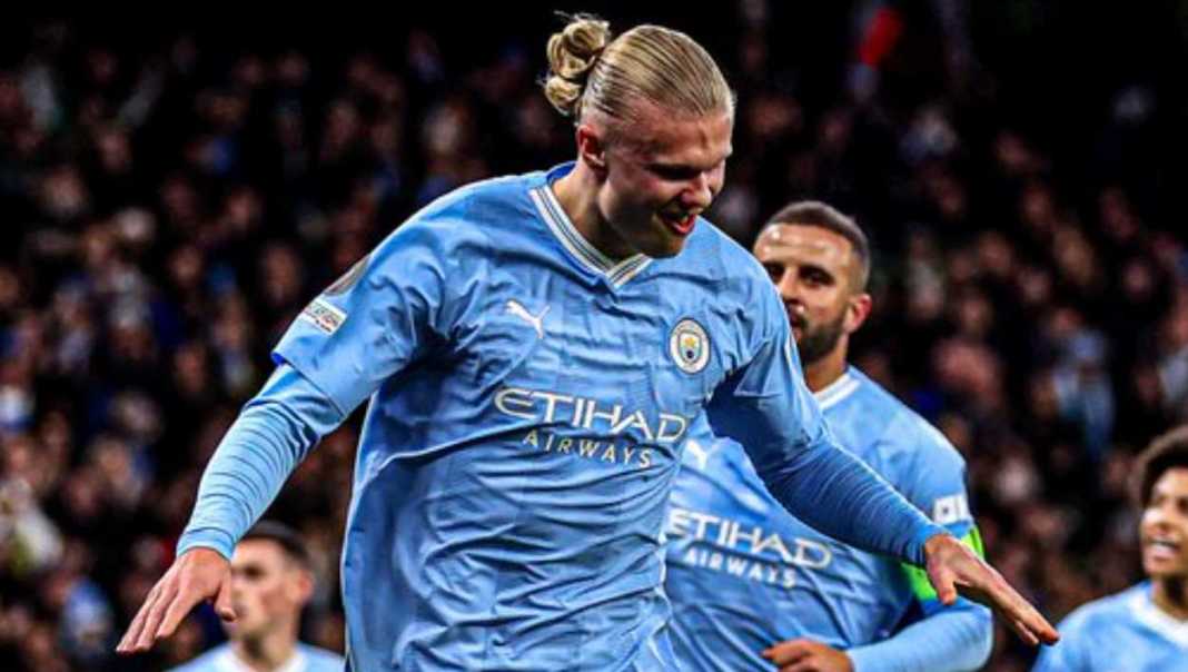 Erling Haaland merayakan golnya di laga Manchester City vs Young Boys di Liga Champions Erling Haaland merayakan golnya di laga Manchester City vs Young Boys di Liga Champions