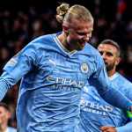 Erling Haaland merayakan golnya di laga Manchester City vs Young Boys di Liga Champions