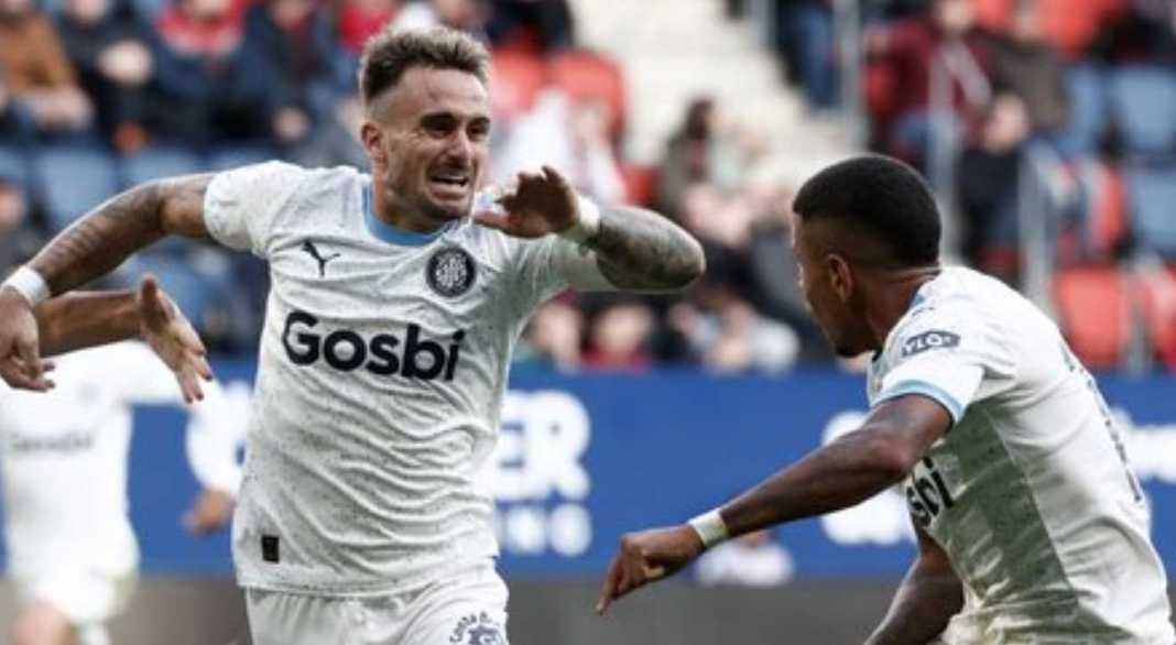 Pemain Girona merayakan kemenangan mereka atas Osasuna di Liga Spanyol Pemain Girona merayakan kemenangan mereka atas Osasuna di Liga Spanyol