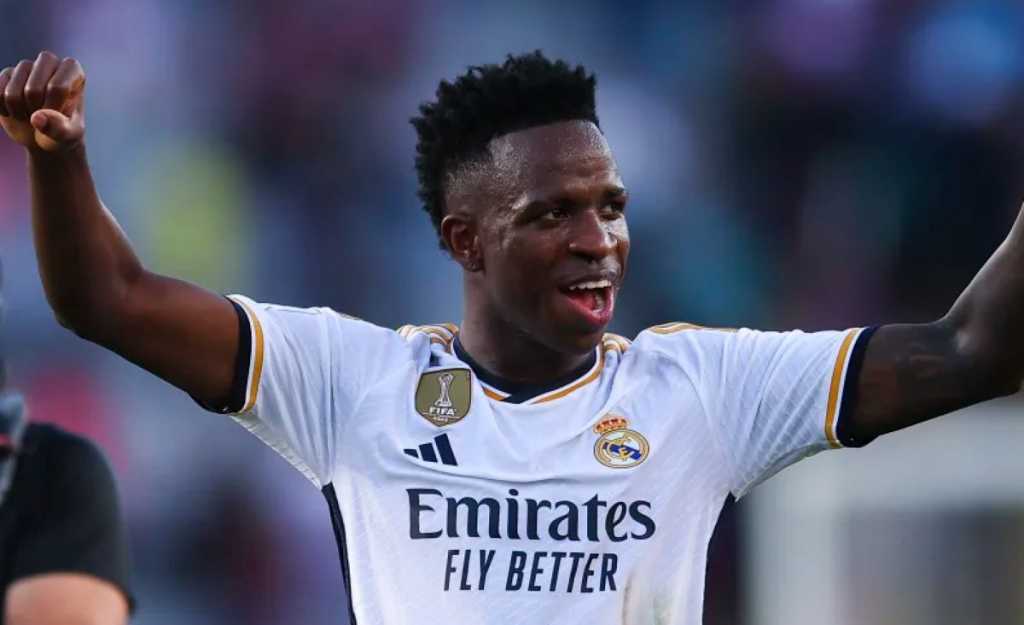 Vinicius Junior usai mencetak gol untuk Real Madrid