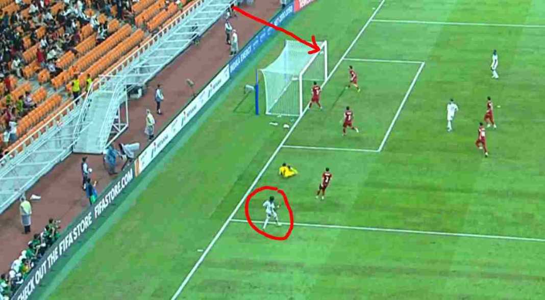 Gol Joel Ndala dari sudut sempit ke gawang Iran