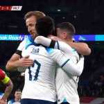 Pemain Inggris merayakan gol ke gawang Malta