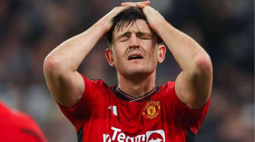 eriugam Harry Maguire bereaksi usai satu gagal gol untuk Man Utd