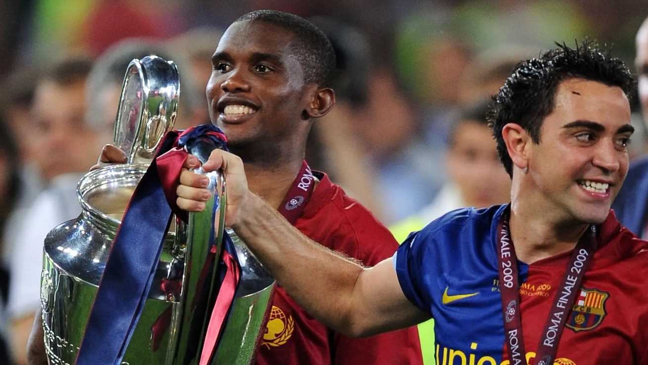 Samuel Eto'o saat memenangkan Champions League bersama Barcelona