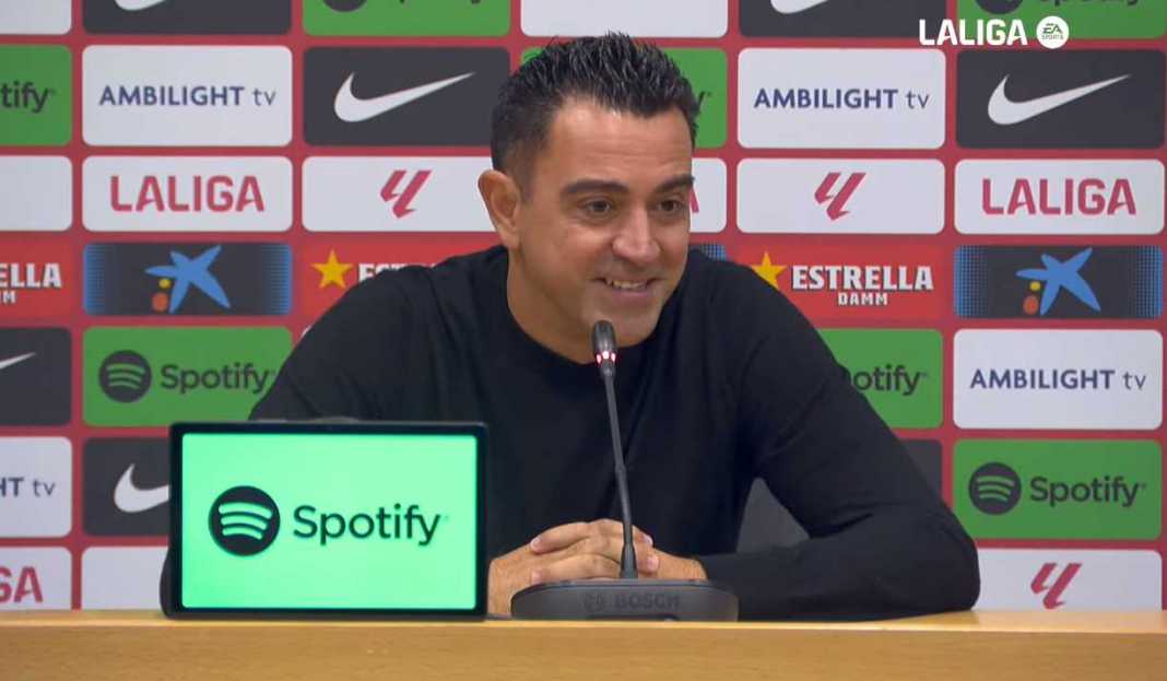 Xavi Hernandez dalam konferensi pers Barcelona Xavi Hernandez dalam konferensi pers Barcelona