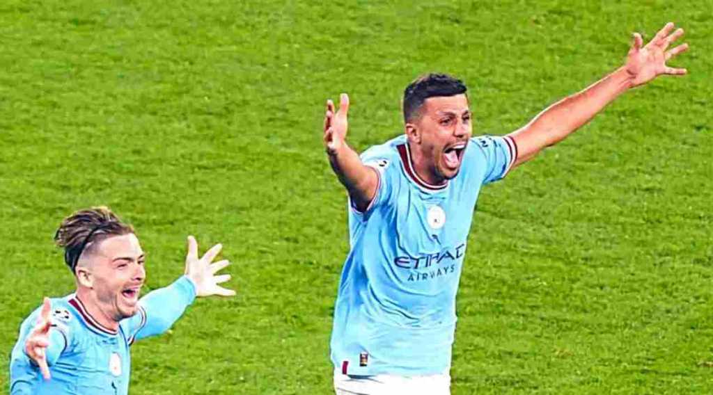 Rodri dan Jack Grealish merayakan kemenangan Liga Champions