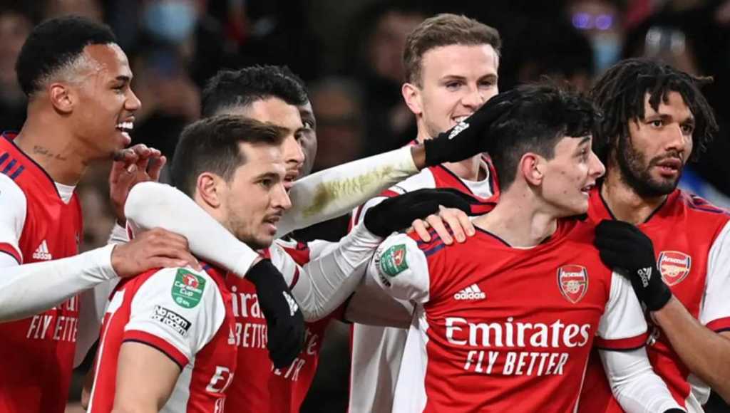 Pemain Arsenal saat melakukan selebrasi