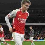 Martin Odegaard dalam satu pertandingan Arsenal