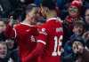 Darwin Nunez dan Cody Gakpo merayakan gol Liverpool ke gawang Fulham