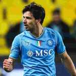 Giovanni SImeone merayakan golnya ke gawang Fiorentina pada laga Supercoppa Italiana