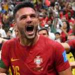 Goncalo Ramos merayakan golnya bersama timnas Portugal