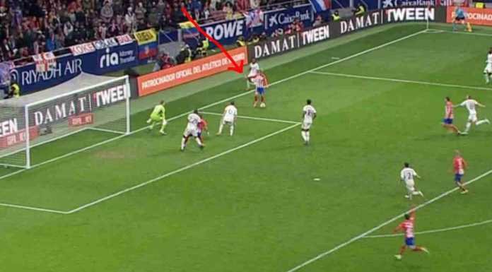 Griezmann mencetak gol dari sudut yang sangat sempit ke gawang Real Madrid pada 16 besar Copa del Rey, 19 Januari 2024
