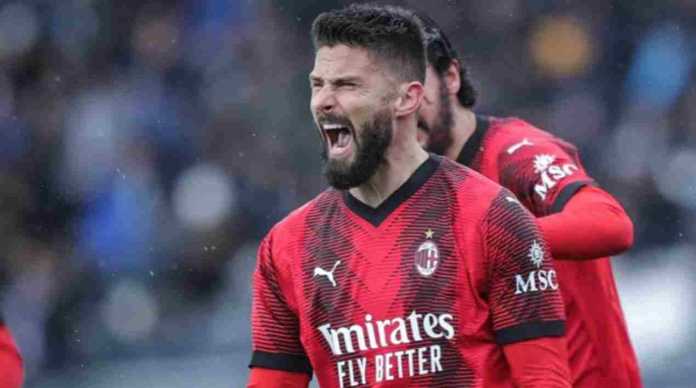 Olivier Giroud merayakan golnya ke gawang Empoli
