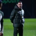 Xavi Hernandez dalam sebuah sesi latihan Barcelona