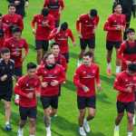 Timnas Indonesia dalam sebuah sesi latihan di Qatar