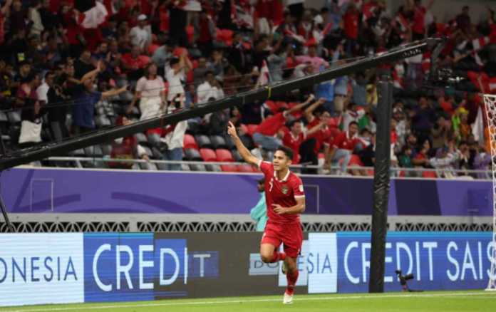 Marselino Ferdinan Usai Mencetak Gol untuk Indonesia ke Gawang Irak