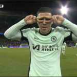 Enzo Fernandez merayakan gol ketiga Chelsea di kandang Crystal Palace pada 13 Februari 2024